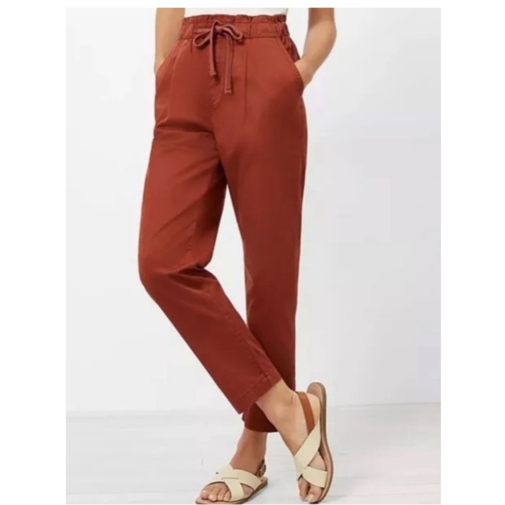 Ann Taylor LOFT High Rise Paperbag Tapered Pant Minimalist Coral Red Medium - Picture 1 of 8